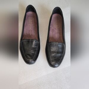 Black Leather Clarks Loafers 7m